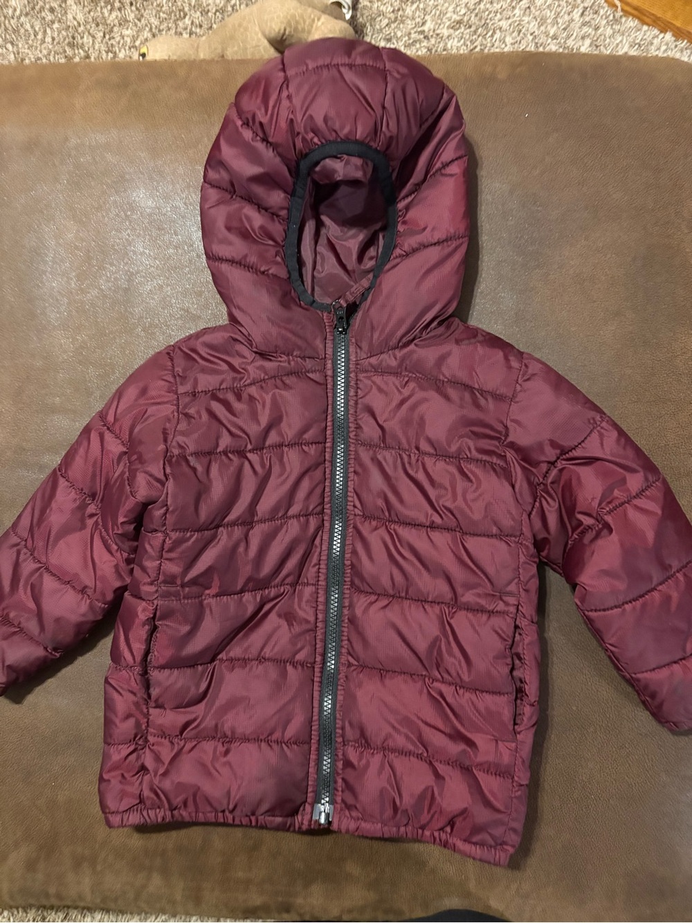Children’s Place Kids Hooded Puffer Jacket - Burgundy